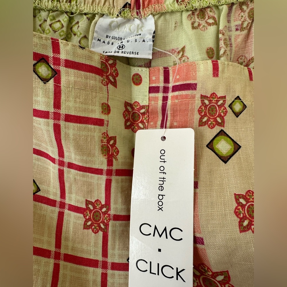 Color me Cotton Womens Sz M NWT 100% Linen Colorful Capri Pants USA BY Click - Picture 5 of 5